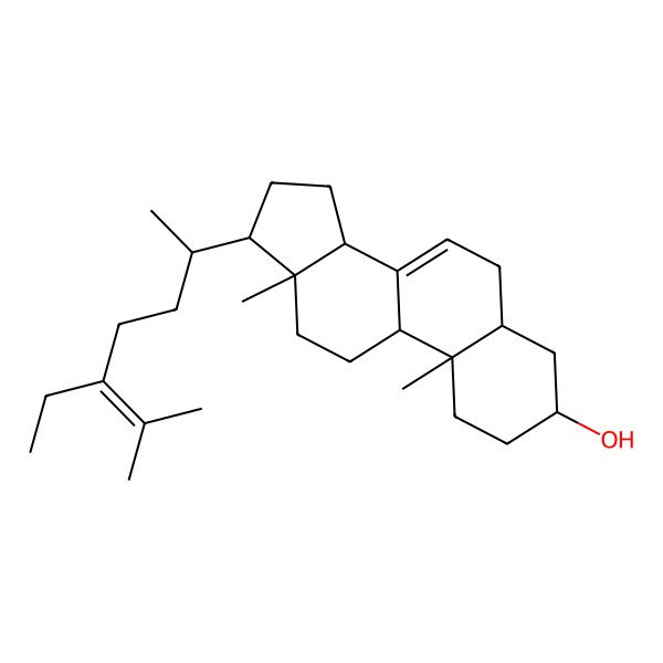 2D Structure of (3S,5R,9R,10S,13R,14R,17R)-17-[(2R)-5-ethyl-6-methylhept-5-en-2-yl]-10,13-dimethyl-2,3,4,5,6,9,11,12,14,15,16,17-dodecahydro-1H-cyclopenta[a]phenanthren-3-ol