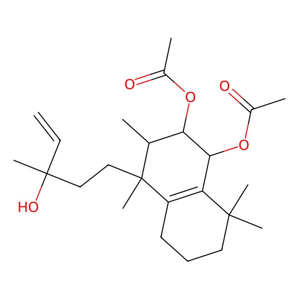 2D Structure of [(1S,2R,3S,4R)-1-acetyloxy-4-[(3R)-3-hydroxy-3-methylpent-4-enyl]-3,4,8,8-tetramethyl-1,2,3,5,6,7-hexahydronaphthalen-2-yl] acetate