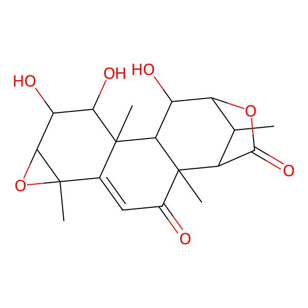 2D Structure of 9,10,13-Trihydroxy-2,6,11,17-tetramethyl-7,15-dioxapentacyclo[12.2.1.02,12.05,11.06,8]heptadec-4-ene-3,16-dione