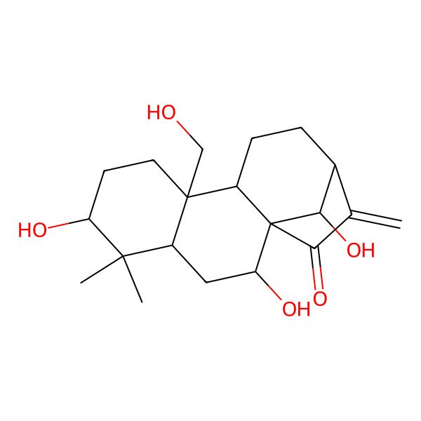 2D Structure of 2,6,16-Trihydroxy-9-(hydroxymethyl)-5,5-dimethyl-14-methylidenetetracyclo[11.2.1.01,10.04,9]hexadecan-15-one