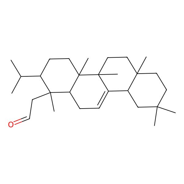 2D Structure of 2-[(1S,2S,4aR,4bS,6aR,10aR,12aR)-1,4a,4b,6a,9,9-hexamethyl-2-propan-2-yl-3,4,5,6,7,8,10,10a,12,12a-decahydro-2H-chrysen-1-yl]acetaldehyde