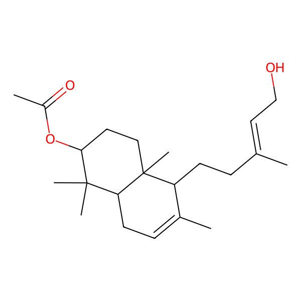 2D Structure of [5-(5-Hydroxy-3-methylpent-3-enyl)-1,1,4a,6-tetramethyl-2,3,4,5,8,8a-hexahydronaphthalen-2-yl] acetate
