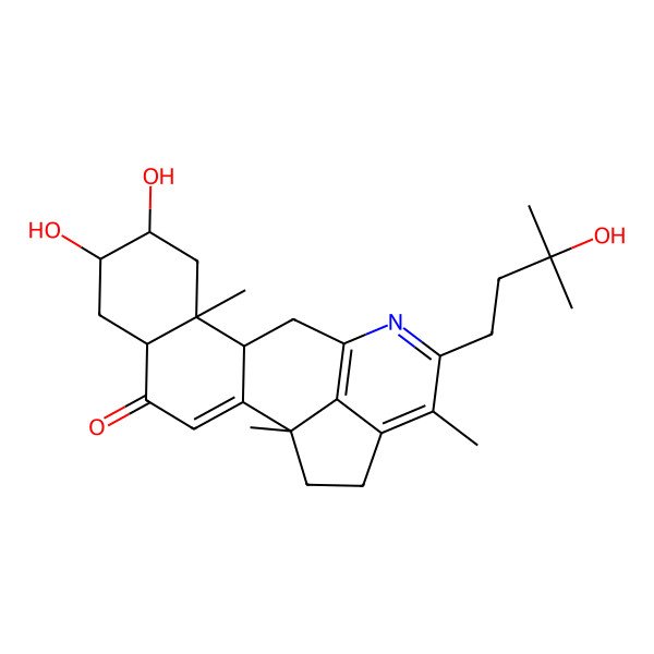 2D Structure of 7,8-Dihydroxy-15-(3-hydroxy-3-methylbutyl)-1,10,16-trimethyl-14-azapentacyclo[11.6.1.02,11.05,10.017,20]icosa-2,13(20),14,16-tetraen-4-one