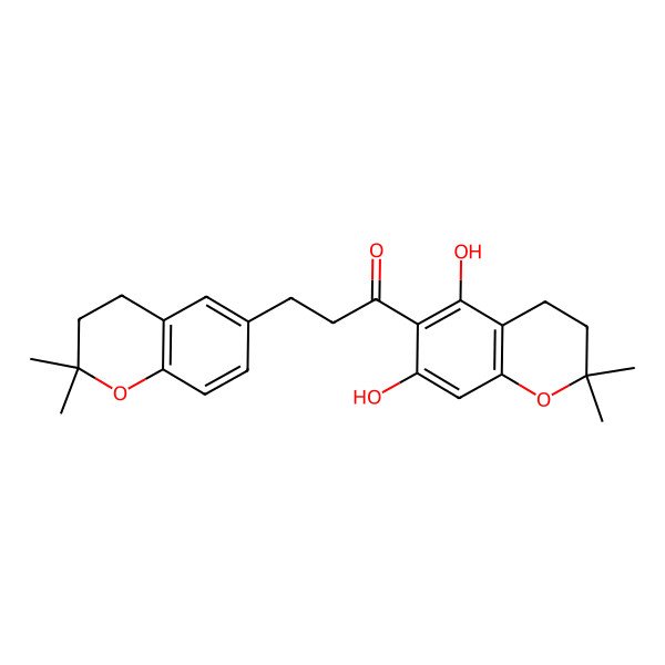 2D Structure of 1-(5,7-Dihydroxy-2,2-dimethyl-3,4-dihydrochromen-6-yl)-3-(2,2-dimethyl-3,4-dihydrochromen-6-yl)propan-1-one