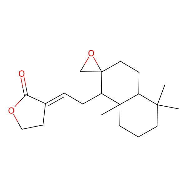 2D Structure of (3E)-3-[2-[(1R,2S)-5,5,8a-trimethylspiro[3,4,4a,6,7,8-hexahydro-1H-naphthalene-2,2'-oxirane]-1-yl]ethylidene]oxolan-2-one