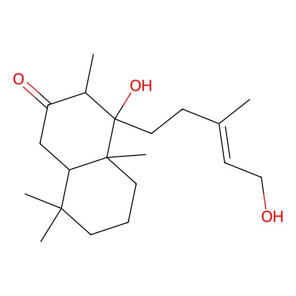 2D Structure of (3S,4R,4aS,8aS)-4-hydroxy-4-[(E)-5-hydroxy-3-methylpent-3-enyl]-3,4a,8,8-tetramethyl-1,3,5,6,7,8a-hexahydronaphthalen-2-one