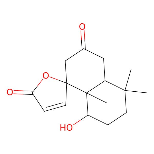 2D Structure of (4S,4aR,5R,8aS)-5-hydroxy-4a,8,8-trimethylspiro[1,3,5,6,7,8a-hexahydronaphthalene-4,5'-furan]-2,2'-dione