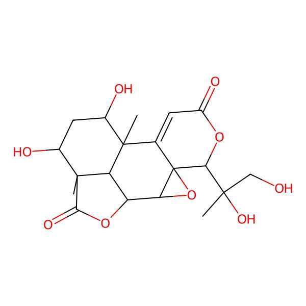2D Structure of (1S,2R,4S,5R,10S,11R,13S,14R,17R)-5-[(2S)-1,2-dihydroxypropan-2-yl]-11,13-dihydroxy-10,14-dimethyl-3,6,16-trioxapentacyclo[8.6.1.02,4.04,9.014,17]heptadec-8-ene-7,15-dione