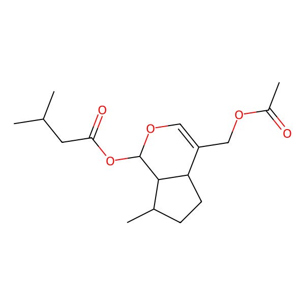 2D Structure of Butanoic acid, 3-methyl-, 4-[(acetyloxy)methyl]-1,4a,5,6,7,7a-hexahydro-7-methylcyclopenta[c]pyran-1-yl ester, [1S-(1alpha,4aalpha,7alpha,7aalpha)]-