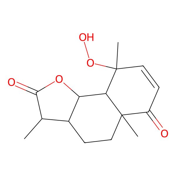 2D Structure of (3S,3aS,5aR,9R,9aS,9bS)-9-hydroperoxy-3,5a,9-trimethyl-3,3a,4,5,9a,9b-hexahydrobenzo[g][1]benzofuran-2,6-dione