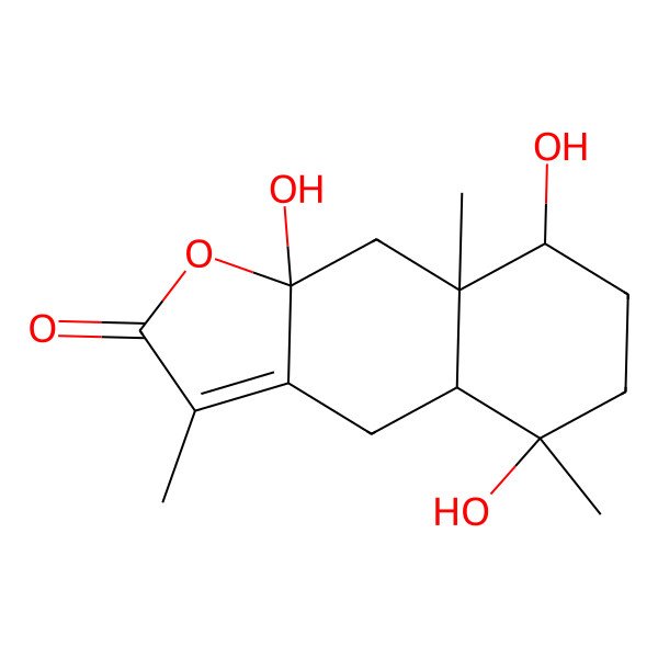 2D Structure of (4aS,5R,8S,8aS,9aR)-5,8,9a-trihydroxy-3,5,8a-trimethyl-4,4a,6,7,8,9-hexahydrobenzo[f][1]benzofuran-2-one