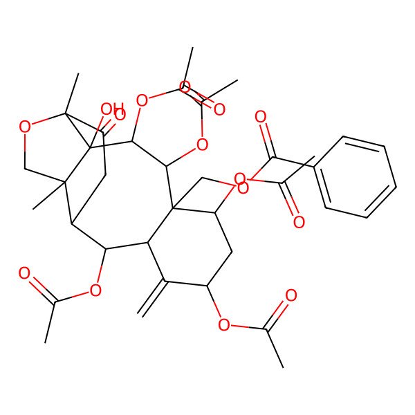 2D Structure of (3,4,6,8,11-Pentaacetyloxy-2-hydroxy-1,15-dimethyl-9-methylidene-14-oxo-16-oxatetracyclo[10.5.0.02,15.05,10]heptadecan-5-yl)methyl benzoate