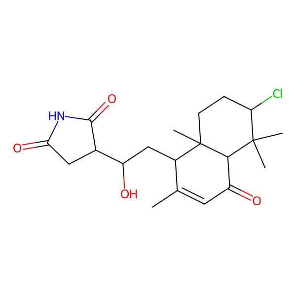 2D Structure of (3R)-3-[(1S)-2-[(1S,4aR,6S,8aR)-6-chloro-2,5,5,8a-tetramethyl-4-oxo-4a,6,7,8-tetrahydro-1H-naphthalen-1-yl]-1-hydroxyethyl]pyrrolidine-2,5-dione