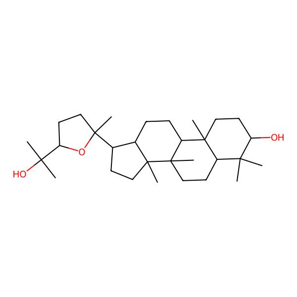 2D Structure of (3R,5R,8R,9R,10R,13S,14R,17R)-17-[(2S,5S)-5-(2-hydroxypropan-2-yl)-2-methyloxolan-2-yl]-4,4,8,10,14-pentamethyl-2,3,5,6,7,9,11,12,13,15,16,17-dodecahydro-1H-cyclopenta[a]phenanthren-3-ol