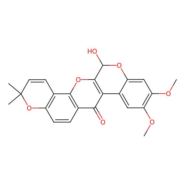 2D Structure of (22S)-22-hydroxy-17,18-dimethoxy-7,7-dimethyl-2,8,21-trioxapentacyclo[12.8.0.03,12.04,9.015,20]docosa-1(14),3(12),4(9),5,10,15,17,19-octaen-13-one