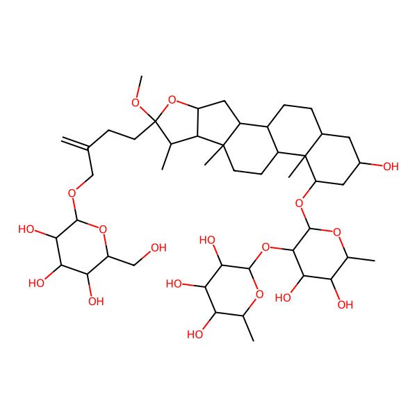 2D Structure of 2-[4,5-Dihydroxy-2-[[16-hydroxy-6-methoxy-7,9,13-trimethyl-6-[3-[[3,4,5-trihydroxy-6-(hydroxymethyl)oxan-2-yl]oxymethyl]but-3-enyl]-5-oxapentacyclo[10.8.0.02,9.04,8.013,18]icosan-14-yl]oxy]-6-methyloxan-3-yl]oxy-6-methyloxane-3,4,5-triol