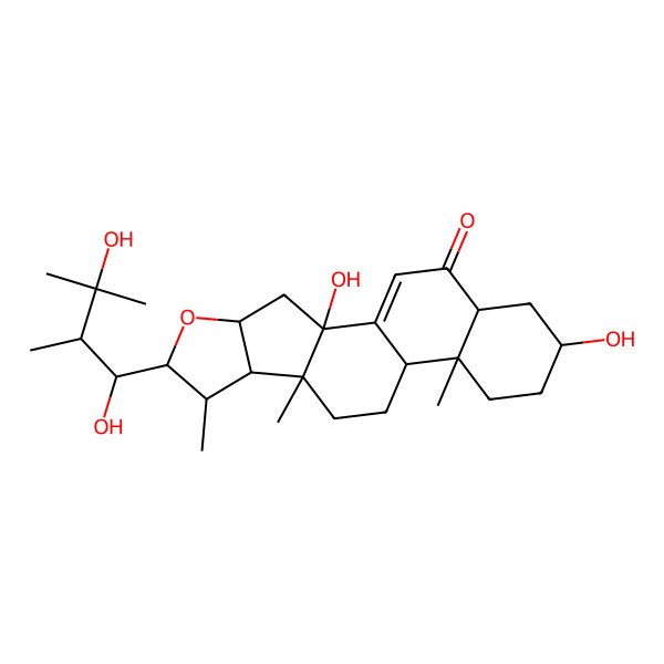 2D Structure of 6-(1,3-Dihydroxy-2,3-dimethylbutyl)-2,16-dihydroxy-7,9,13-trimethyl-5-oxapentacyclo[10.8.0.02,9.04,8.013,18]icos-1(20)-en-19-one