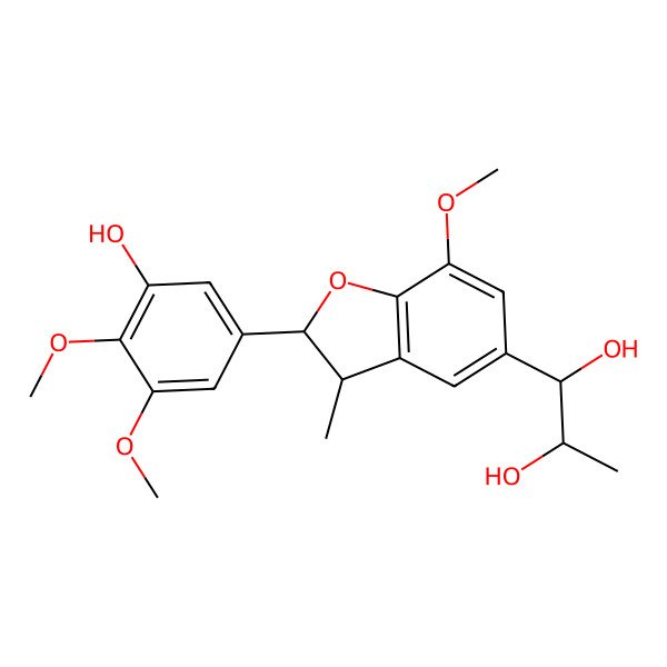 2D Structure of 1-[2-(3-Hydroxy-4,5-dimethoxyphenyl)-7-methoxy-3-methyl-2,3-dihydro-1-benzofuran-5-yl]propane-1,2-diol