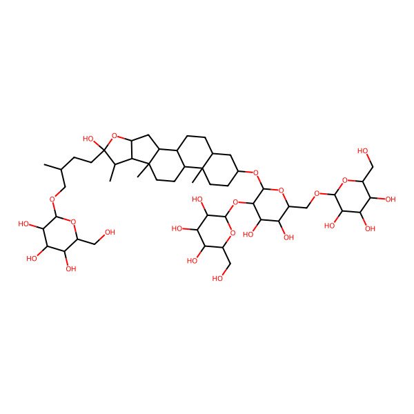 2D Structure of (2R,3R,4S,5S,6R)-2-[[(2R,3S,4S,5R,6R)-3,4-dihydroxy-6-[[(1R,2S,4S,6R,7S,8R,9S,12S,13S,16S,18R)-6-hydroxy-7,9,13-trimethyl-6-[(3R)-3-methyl-4-[(2S,3R,4S,5S,6R)-3,4,5-trihydroxy-6-(hydroxymethyl)oxan-2-yl]oxybutyl]-5-oxapentacyclo[10.8.0.02,9.04,8.013,18]icosan-16-yl]oxy]-5-[(2S,3R,4S,5S,6R)-3,4,5-trihydroxy-6-(hydroxymethyl)oxan-2-yl]oxyoxan-2-yl]methoxy]-6-(hydroxymethyl)oxane-3,4,5-triol