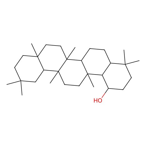 2D Structure of (1R,4aR,6aS,6aS,6bS,8aR,12aS,14aS,14bS)-4,4,6a,6b,8a,11,11,14a-octamethyl-1,2,3,4a,5,6,6a,7,8,9,10,12,12a,13,14,14b-hexadecahydropicen-1-ol