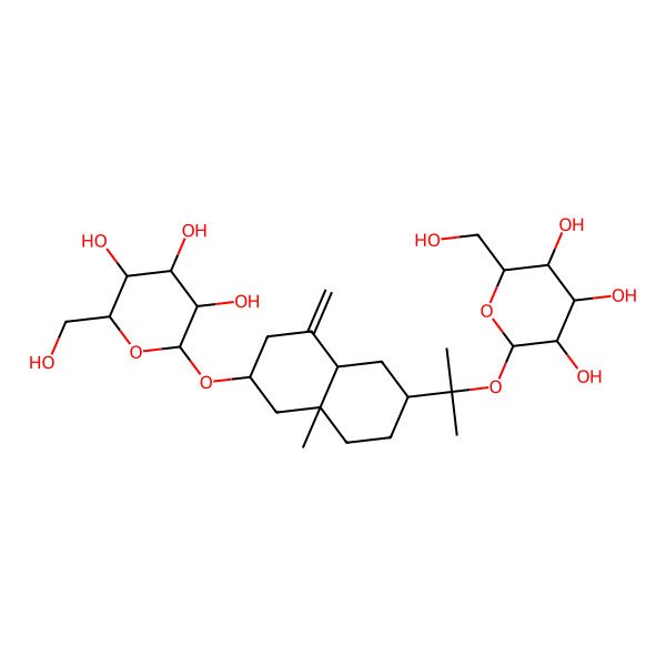 2D Structure of 2-[[8a-Methyl-4-methylidene-6-[2-[3,4,5-trihydroxy-6-(hydroxymethyl)oxan-2-yl]oxypropan-2-yl]-1,2,3,4a,5,6,7,8-octahydronaphthalen-2-yl]oxy]-6-(hydroxymethyl)oxane-3,4,5-triol