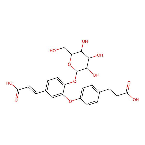 2D Structure of 3-[4-[5-[(E)-2-carboxyethenyl]-2-[(2S,3R,4S,5S,6R)-3,4,5-trihydroxy-6-(hydroxymethyl)oxan-2-yl]oxyphenoxy]phenyl]propanoic acid