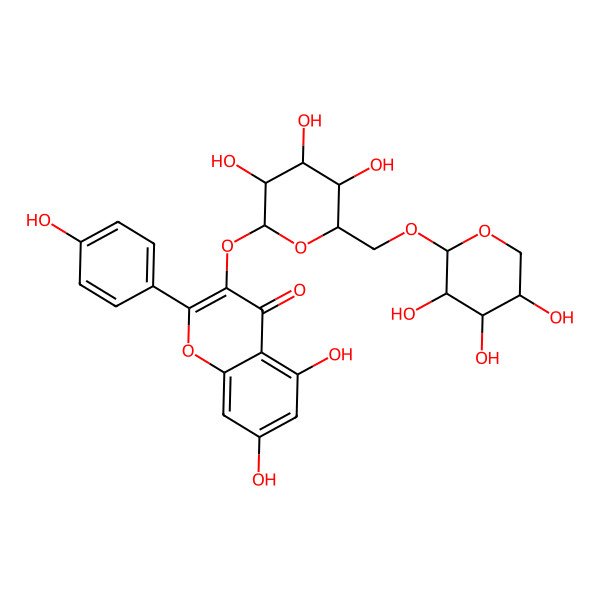 2D Structure of 5,7-Dihydroxy-2-(4-hydroxyphenyl)-3-[3,4,5-trihydroxy-6-[(3,4,5-trihydroxyoxan-2-yl)oxymethyl]oxan-2-yl]oxychromen-4-one