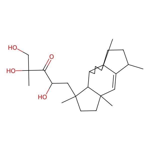 2D Structure of 1,2,4-trihydroxy-2-methyl-5-[(1S,2S,5S,6R,7R,10R,13S)-2,7,10,13-tetramethyl-7-tetracyclo[10.3.0.01,5.06,10]pentadec-11-enyl]pentan-3-one