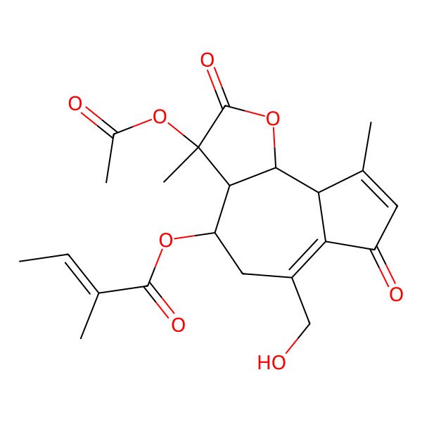 2D Structure of [(3S,3aR,4S,9aR,9bS)-3-acetyloxy-6-(hydroxymethyl)-3,9-dimethyl-2,7-dioxo-4,5,9a,9b-tetrahydro-3aH-azuleno[4,5-b]furan-4-yl] (Z)-2-methylbut-2-enoate