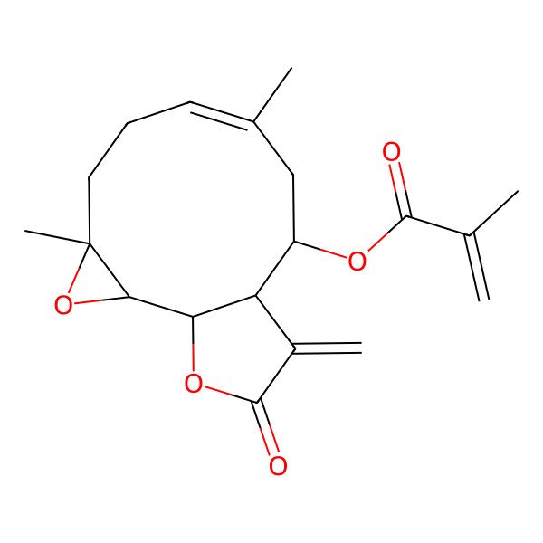 2D Structure of [(1R,2R,4S,7E,10S,11R)-4,8-dimethyl-12-methylidene-13-oxo-3,14-dioxatricyclo[9.3.0.02,4]tetradec-7-en-10-yl] 2-methylprop-2-enoate