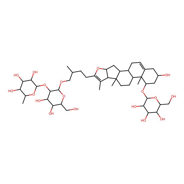 2D Structure of (2R,3R,4R,5R,6S)-2-[(2R,3R,4S,5S,6R)-4,5-dihydroxy-6-(hydroxymethyl)-2-[(2R)-4-[(1S,2S,4S,8S,9S,12S,13R,14R,16R)-16-hydroxy-7,9,13-trimethyl-14-[(2R,3R,4S,5R,6R)-3,4,5-trihydroxy-6-(hydroxymethyl)oxan-2-yl]oxy-5-oxapentacyclo[10.8.0.02,9.04,8.013,18]icosa-6,18-dien-6-yl]-2-methylbutoxy]oxan-3-yl]oxy-6-methyloxane-3,4,5-triol