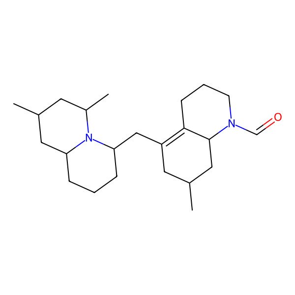 2D Structure of 5-[(6,8-dimethyl-2,3,4,6,7,8,9,9a-octahydro-1H-quinolizin-4-yl)methyl]-7-methyl-3,4,6,7,8,8a-hexahydro-2H-quinoline-1-carbaldehyde