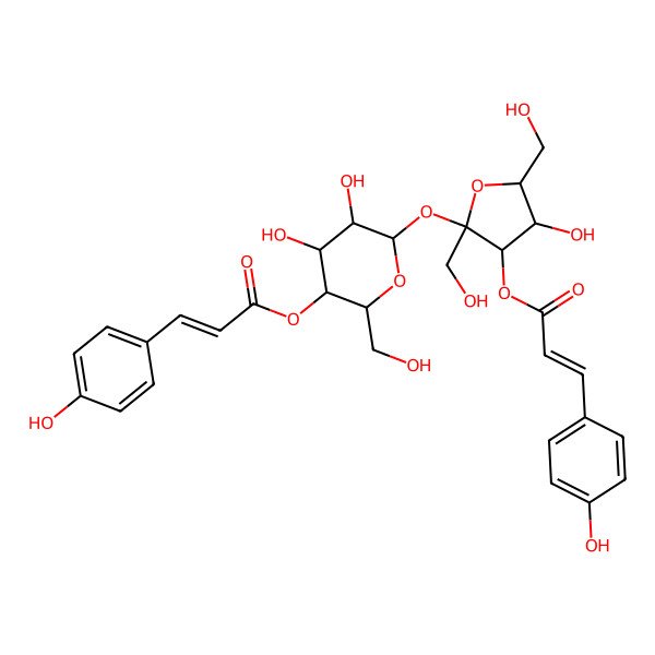 2D Structure of [4,5-Dihydroxy-6-[4-hydroxy-2,5-bis(hydroxymethyl)-3-[3-(4-hydroxyphenyl)prop-2-enoyloxy]oxolan-2-yl]oxy-2-(hydroxymethyl)oxan-3-yl] 3-(4-hydroxyphenyl)prop-2-enoate