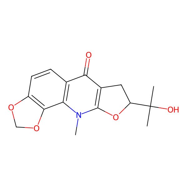 2D Structure of 13-(2-Hydroxypropan-2-yl)-16-methyl-3,5,14-trioxa-16-azatetracyclo[7.7.0.02,6.011,15]hexadeca-1(9),2(6),7,11(15)-tetraen-10-one