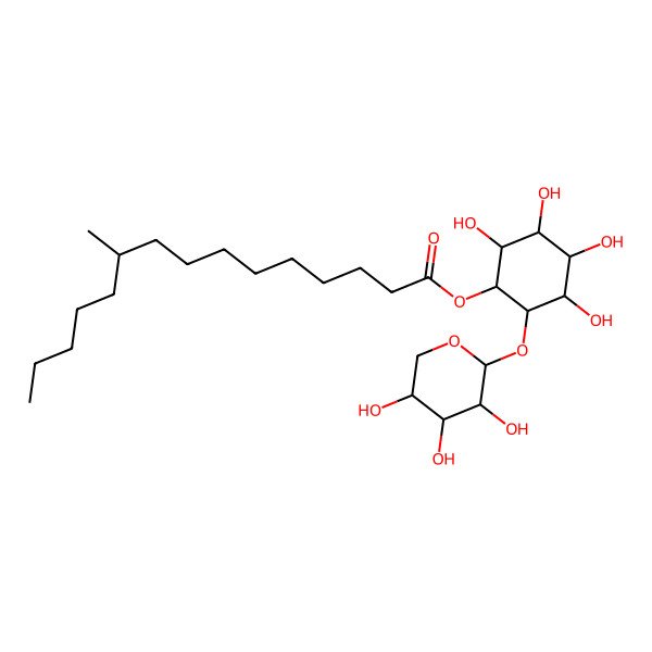 2D Structure of [(1R,2S,3S,4R,5R,6R)-2,3,4,5-tetrahydroxy-6-[(2S,3R,4S,5R)-3,4,5-trihydroxyoxan-2-yl]oxycyclohexyl] (10R)-10-methylpentadecanoate