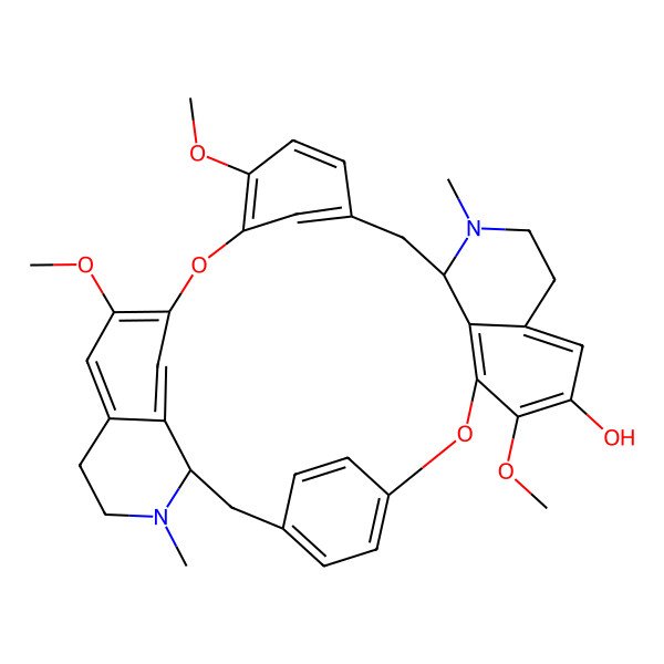 2D Structure of 9,21,25-Trimethoxy-15,30-dimethyl-7,23-dioxa-15,30-diazaheptacyclo[22.6.2.23,6.18,12.118,22.027,31.016,34]hexatriaconta-3(36),4,6(35),8(34),9,11,18(33),19,21,24,26,31-dodecaen-10-ol