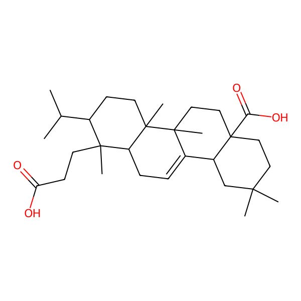 2D Structure of 1-(2-carboxyethyl)-1,4a,4b,9,9-pentamethyl-2-propan-2-yl-3,4,5,6,7,8,10,10a,12,12a-decahydro-2H-chrysene-6a-carboxylic acid