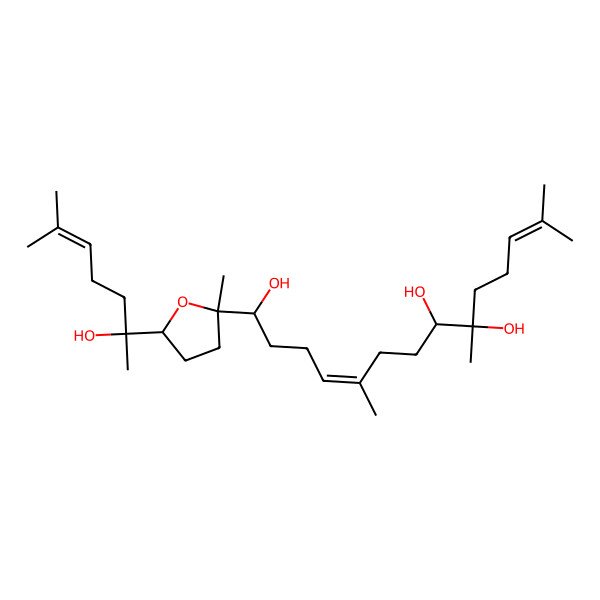 2D Structure of (1R,4E,8R,9R)-1-[(2S,5R)-5-[(2S)-2-hydroxy-6-methylhept-5-en-2-yl]-2-methyloxolan-2-yl]-5,9,13-trimethyltetradeca-4,12-diene-1,8,9-triol