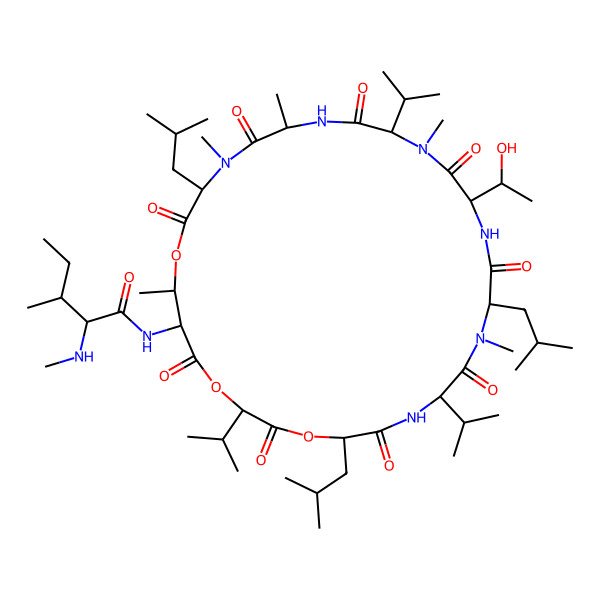 2D Structure of Me-DL-xiIle-DL-xiThr(1)-DL-OVal-DL-OLeu-DL-Val-DL-N(Me)Leu-DL-xiThr-DL-N(Me)Val-DL-Ala-DL-N(Me)Leu-(1)