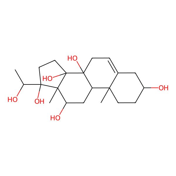 2D Structure of 17-(1-Hydroxyethyl)-10,13-dimethyl-1,2,3,4,7,9,11,12,15,16-decahydrocyclopenta[a]phenanthrene-3,8,12,14,17-pentol
