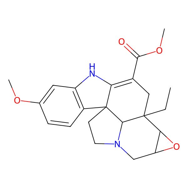 2D Structure of methyl (1R,12S,13R,15S,20S)-12-ethyl-5-methoxy-14-oxa-8,17-diazahexacyclo[10.7.1.01,9.02,7.013,15.017,20]icosa-2(7),3,5,9-tetraene-10-carboxylate