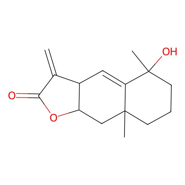 2D Structure of (3aR,5S,8aR,9aR)-5-hydroxy-5,8a-dimethyl-3-methylidene-3a,6,7,8,9,9a-hexahydrobenzo[f][1]benzofuran-2-one