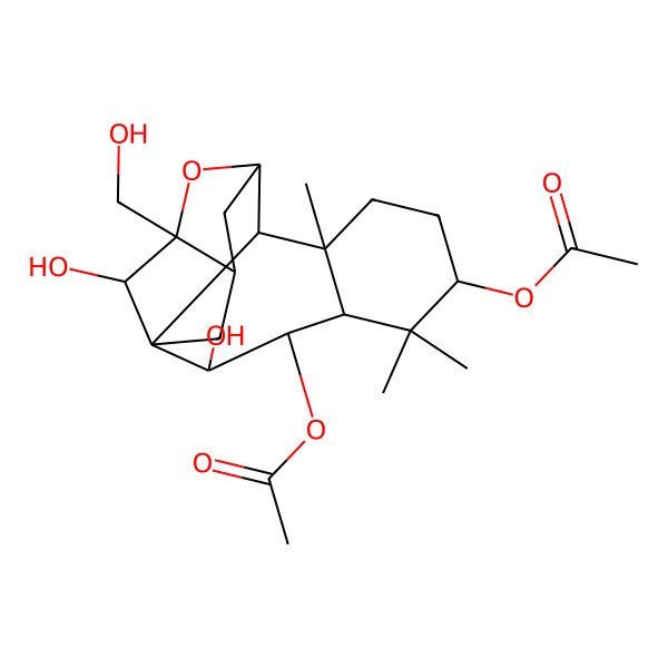 2D Structure of [(1R,2R,3R,4S,6S,9R,10S,11S,13S,14S,16S)-3-acetyloxy-2,16-dihydroxy-13-(hydroxymethyl)-5,5,9-trimethyl-12-oxapentacyclo[11.2.1.111,14.01,10.04,9]heptadecan-6-yl] acetate