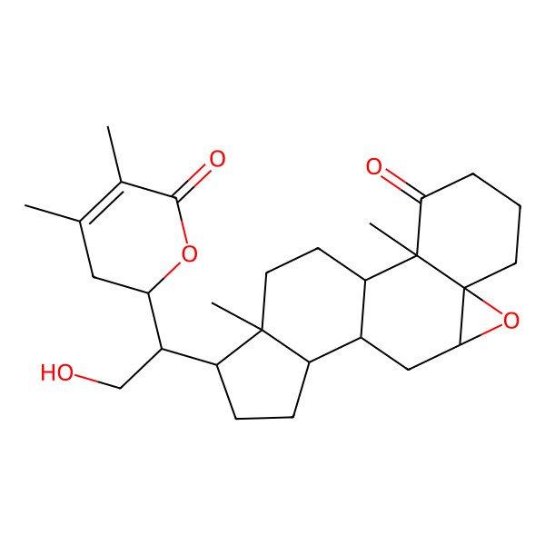 2D Structure of 15-[1-(4,5-Dimethyl-6-oxo-2,3-dihydropyran-2-yl)-2-hydroxyethyl]-2,16-dimethyl-8-oxapentacyclo[9.7.0.02,7.07,9.012,16]octadecan-3-one