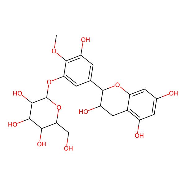 2D Structure of 2-[3-hydroxy-4-methoxy-5-[3,4,5-trihydroxy-6-(hydroxymethyl)oxan-2-yl]oxyphenyl]-3,4-dihydro-2H-chromene-3,5,7-triol