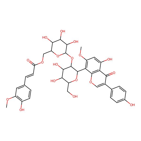 2D Structure of [6-[4,5-Dihydroxy-2-[5-hydroxy-3-(4-hydroxyphenyl)-7-methoxy-4-oxochromen-8-yl]-6-(hydroxymethyl)oxan-3-yl]oxy-3,4,5-trihydroxyoxan-2-yl]methyl 3-(4-hydroxy-3-methoxyphenyl)prop-2-enoate