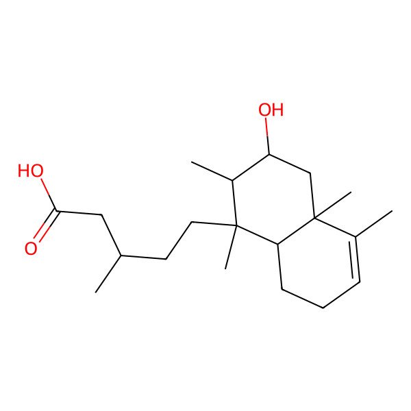 2D Structure of (3S)-5-[(1R,2S,3R,4aR,8aR)-3-hydroxy-1,2,4a,5-tetramethyl-2,3,4,7,8,8a-hexahydronaphthalen-1-yl]-3-methylpentanoic acid