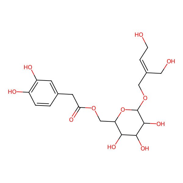 2D Structure of [(2R,3S,4R,5R,6R)-3,4,5-trihydroxy-6-[(E)-4-hydroxy-2-(hydroxymethyl)but-2-enoxy]oxan-2-yl]methyl 2-(3,4-dihydroxyphenyl)acetate
