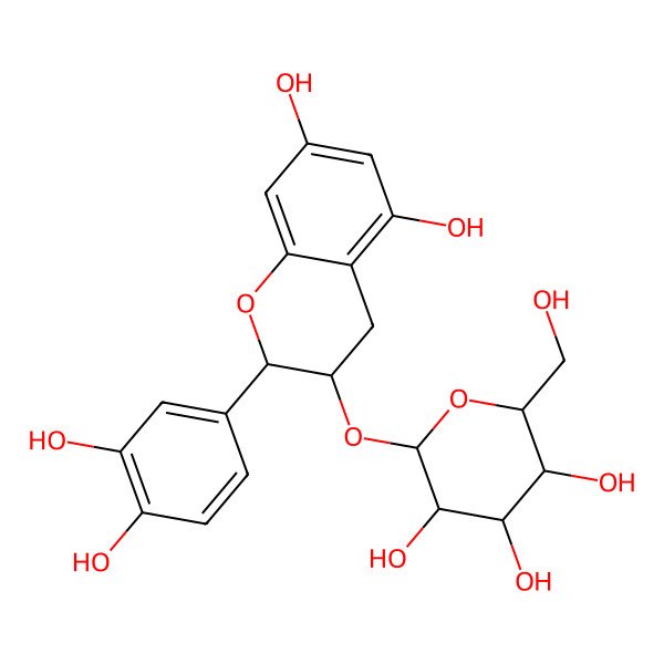 2D Structure of (2R,3R,4R,5S,6R)-2-[[(2R,3R)-2-(3,4-dihydroxyphenyl)-5,7-dihydroxy-3,4-dihydro-2H-chromen-3-yl]oxy]-6-(hydroxymethyl)oxane-3,4,5-triol