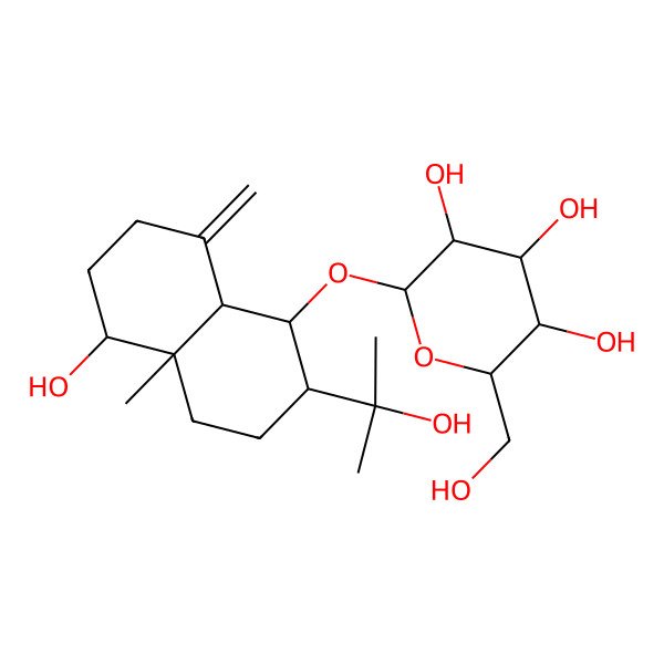 2D Structure of (2R,3R,4S,5S,6R)-2-[[(1S,2R,4aR,5R,8aS)-5-hydroxy-2-(2-hydroxypropan-2-yl)-4a-methyl-8-methylidene-1,2,3,4,5,6,7,8a-octahydronaphthalen-1-yl]oxy]-6-(hydroxymethyl)oxane-3,4,5-triol